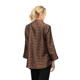 Grid-Texture Asymmetric Jacket in Brown - 6288J-BN