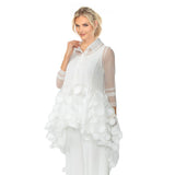 Embroidered Dot Hi-Low Tunic Blouse in White - 6471T-WHT - Size M Only!