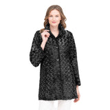 Plush Textured Button-Front Coat/Jacket Silver/Black - 4924-SLV - Size XL Only!