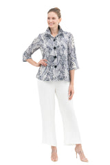 Floral Seersucker Jacket in Navy - 4959-NVY