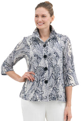 Floral Seersucker Jacket in Navy - 4959-NVY