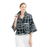 Textured Pebblestone Cropped Jacket in Black/White - 4962-BK