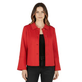 Microsuede Button Front Jacket in Red - 4977-RD