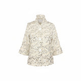 Ivory Tweed Sequin Jacket with Pockets and Adjustable Collar - 4979