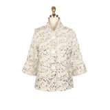 Ivory Tweed Sequin Jacket with Pockets and Adjustable Collar - 4979