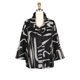 Abstract Flannel Jacket in Soft Grey on a Black Background - 4998