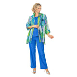 Abstract Linear Hi-Low Blouse in Blue - 7079J