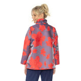 Blossom Jacquard Open Front Jacket In Red - 4757J-RD