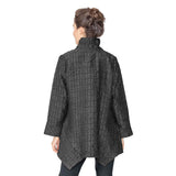 Textured Button Front Tunic Jacket in Black - 6930J-BLK - Size XXL!