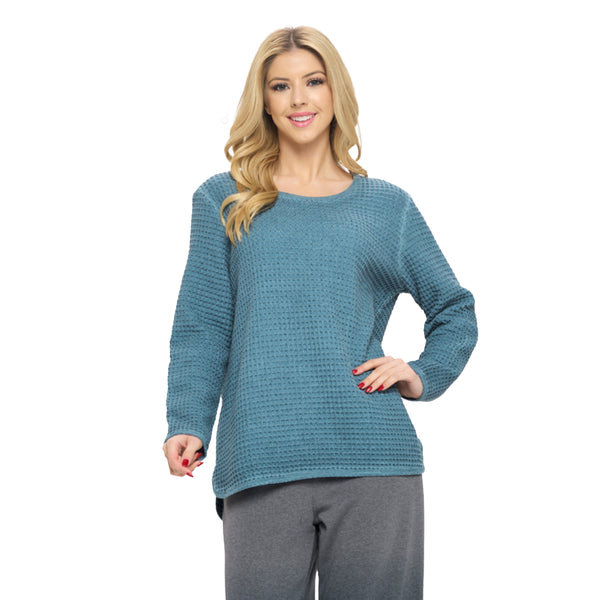 Focus Waffle Pullover in Luna Dark Teal - BW118-TL - Size S Only!