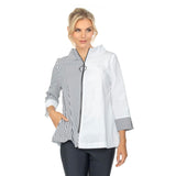 Colorblock Stripe Zip Front Jacket in Black & White - 7854J