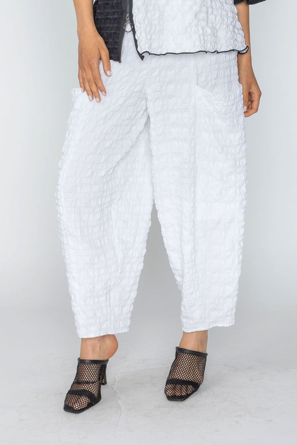 Copy of IC Collection Pucker Weave Wide Leg Pant in White - 5005P-WT