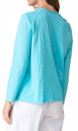 Lightweight V-Neck Cardigan W/ Collar in Malibu Blue - 27545-MLB - Size M Only!