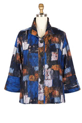 Abstract Knit Print Sweater Jacket in Blue/Multi - 5027-BLU
