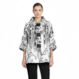 "City Life" Print Swing Jacket in Black & White - 5037