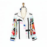 Modern Geometric Print Jacket in Multi on White - 5054