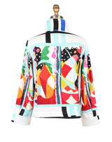 Modern Geometric Print Jacket in Multi on White - 5054