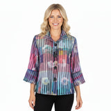 Floral & Stripe Print Gauze Jacket - 5060