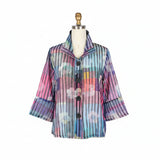 Floral & Stripe Print Gauze Jacket - 5060