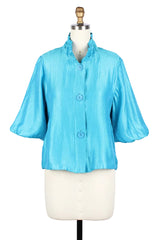 Shimmer Textured Short Jacket in Sky - 5081-SKY