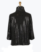 Sequin Embellished Mesh Jacket in Black - 5082-BLK