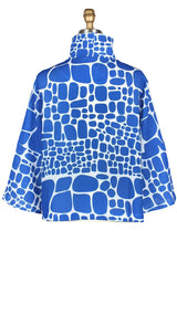Abstract Tile Print Short Jacket in Blue - 5087-BLU