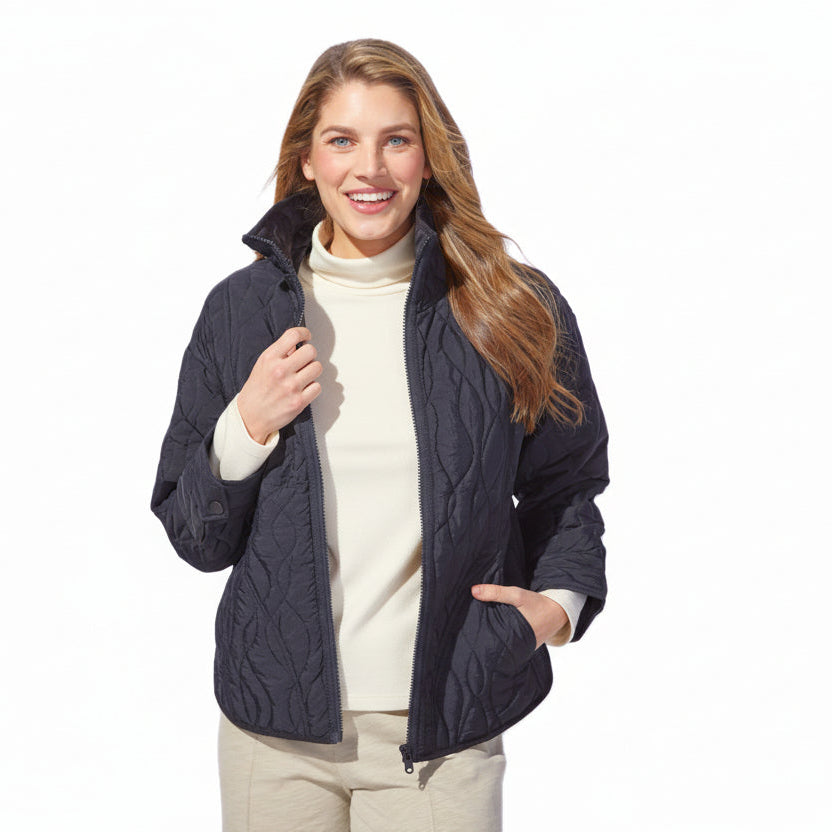 Quilted Zip-Front Jacket with High Neckline - 51089 - Size XXL