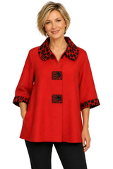 Leopard Accent Swing Jacket in Red - 5130