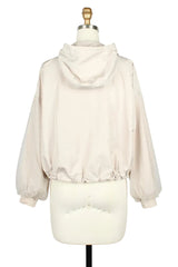 Zip-Front Hooded Windbreaker in Light Beige - 5154-BGE