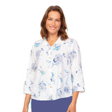Floral-Print Easy Swing Shirt in Twilight - 47130