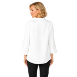 Textured One-Button Asymmetric Jacket in White - 6288J-WT