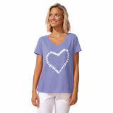 Shibori Heart V-Neck Tee - 52400