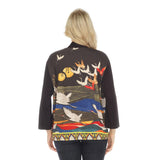 Vibrant Crane-Print Open Front Cardigan - 0918CFM - Size XL Only!