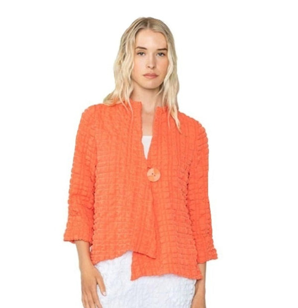 IC Collection Solid Asymmetric Jacket in Coral - 4507J-COR