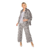 Tiered Chevron Fringe Jacket W/ Tank in Grey - 6966J