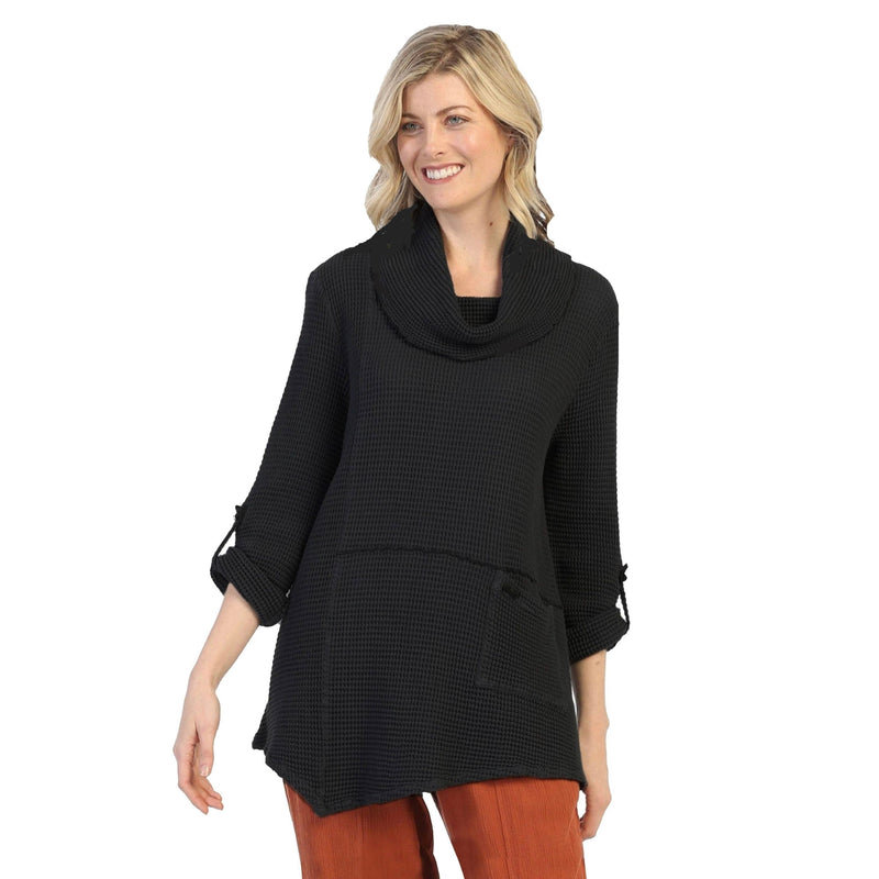 Focus Lightweight Waffle Tunic in Black - FW-124-BLK - Size S Only!