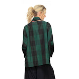 Mixed Media Oversized Boxy Plaid Trim Tunic Top - 6413T