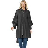 High-Low Zip Front Tunic Jacket in Black - 5672J-BK