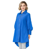 High-Low Zip Jacket with Statement Collar in Blue - 5672J-BLU