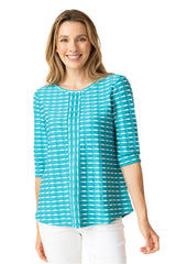 Textured Stripe Tee in Turquoise - 57107-TQ - Size S Only!