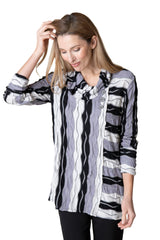 Textured Stripe Drape Neck Tunic - 57423 - Size XS