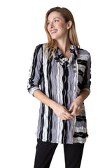 Textured Stripe Drape Neck Tunic - 57423 - Size XS
