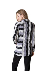 Textured Stripe Drape Neck Tunic - 57423 - Size XS