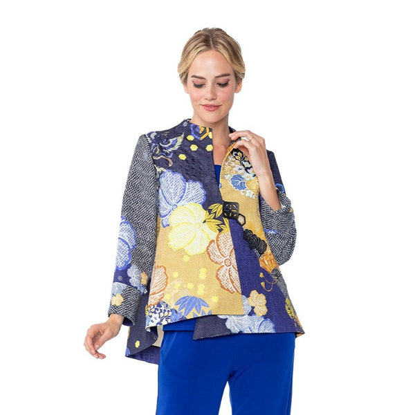IC Collection Floral-PRINT Asymmetric JACKET in Royal - 5804J-ROY