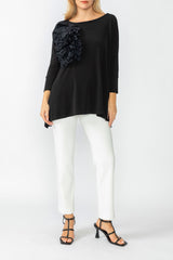 Black Rosette Accent Tunic - 5871T-BLK
