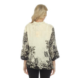 Ivory & Black Butterfly Silk-Blend Blouse - 1213TBA