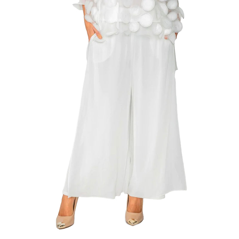 IC Collection Chiffon Layered Pant in White - 4659P-WT