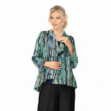 Ombré Stripe Asymmetric Jacket in Blue Multi - 6942J-BLU