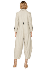 Zip-Front Cropped-Leg Jumpsuit in Oyster - 3297JS-OYS