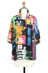 Lightweight Graffiti Print Swing Jacket - 5038
